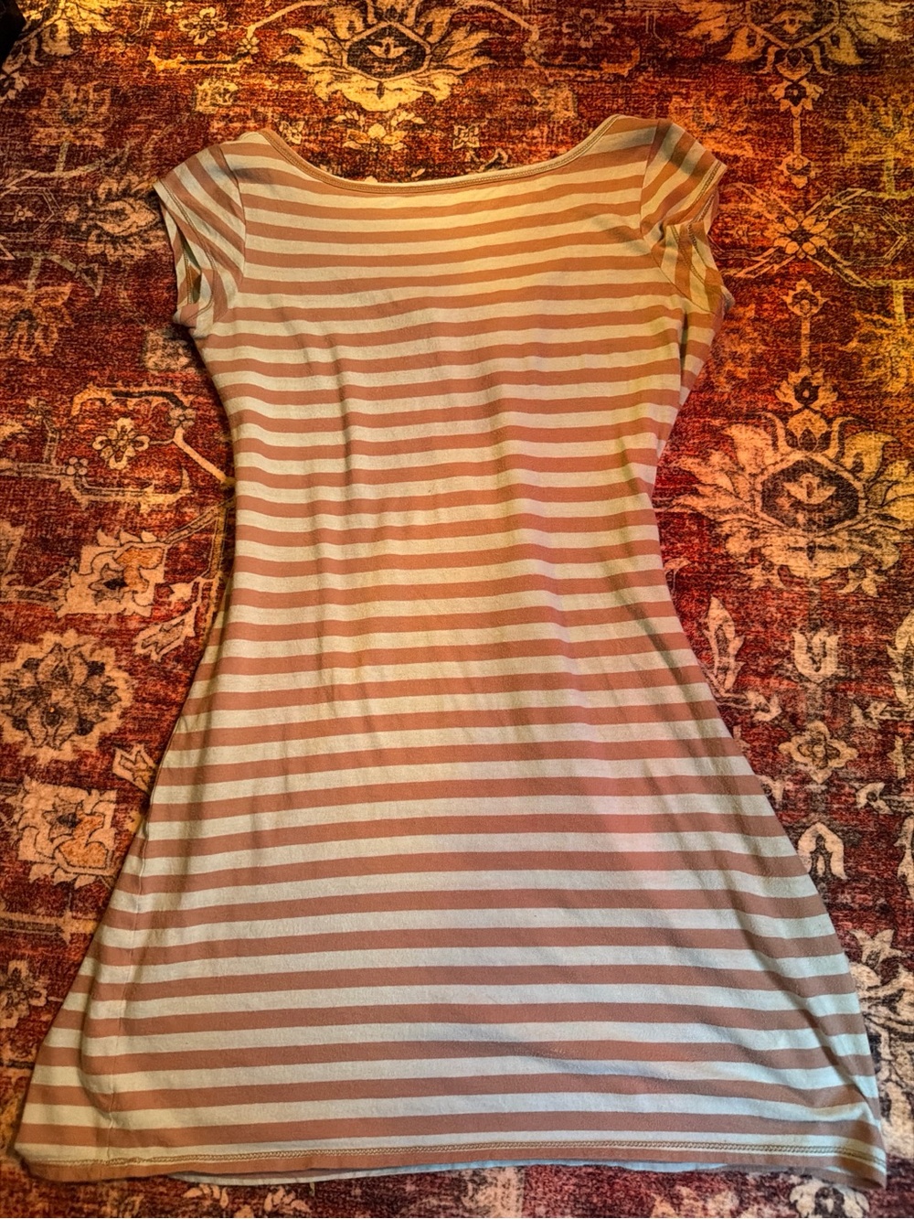 Striped grey and white Cap-Sleeve Women's Dress